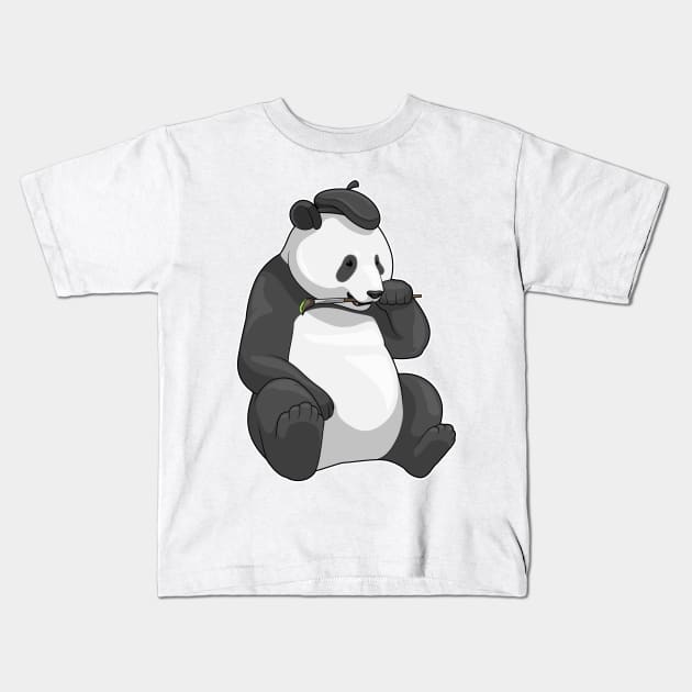 Panda Painter Paint brush Kids T-Shirt by Markus Schnabel